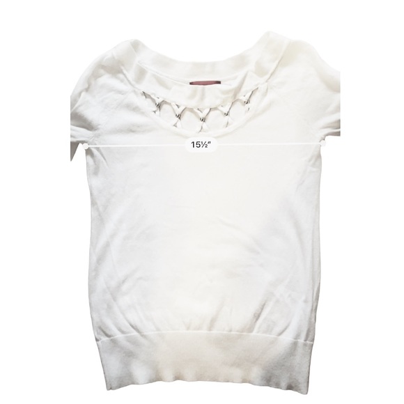 J Lo Beaded Caged White Knit Sweater Small Jennifer Lopez - Picture 7 of 11